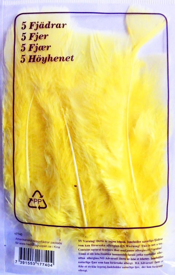 schwedische Osterfedern - 5 Büschel, gelb