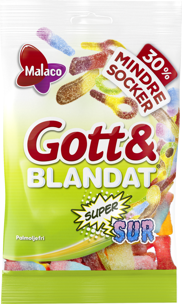 MALACO Gott & blandat Supersur 30% weniger Zucker 90g