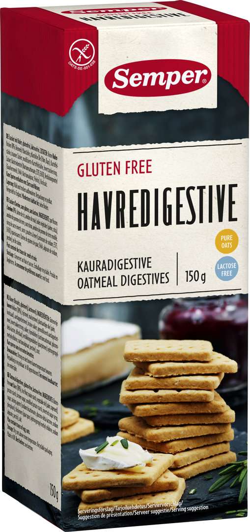 SEMPER Havredigestive - Cracker mit Hafer, glutenfrei, lactoserei 150g
