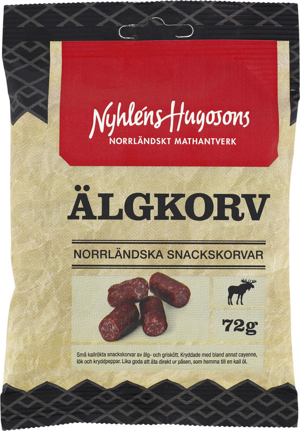 NYHLENS HUGOSON Elchwurstsnack - Älg Snacks 72g