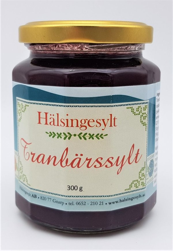 HÄLSINGESYLT –  Moosbeerenfruchtaufstrich 50% Beeren, 300g Glas