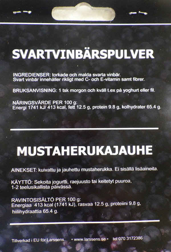 Larssens Svartvinbärspulver - Schw. Johannisbeerenpulver - 75g