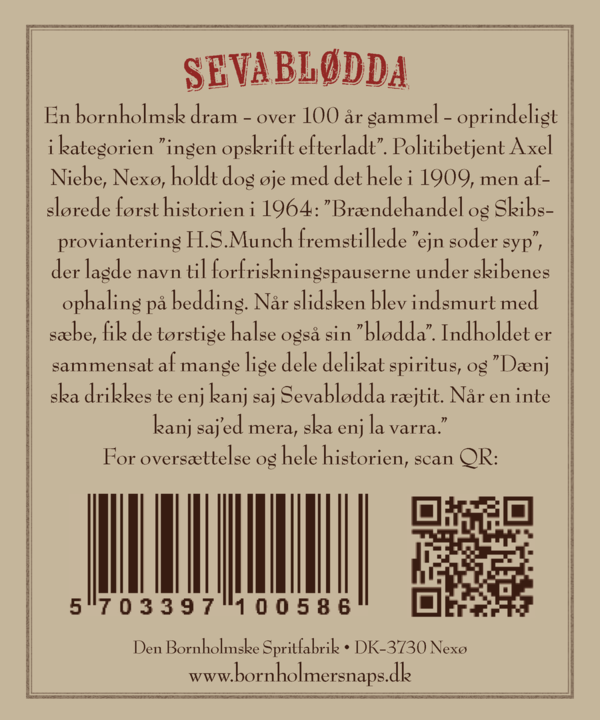 BORNHOLMER SEVABLØDDA - Spirituose 0,5l 40,0% Vol.Alk. (lagernd ab Anfang Dezember)