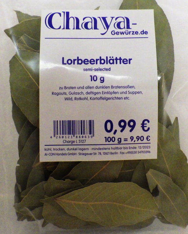 Chaya - Loorbeerblätter semi-selected im 10g Beutel MHD** 31.12.2023