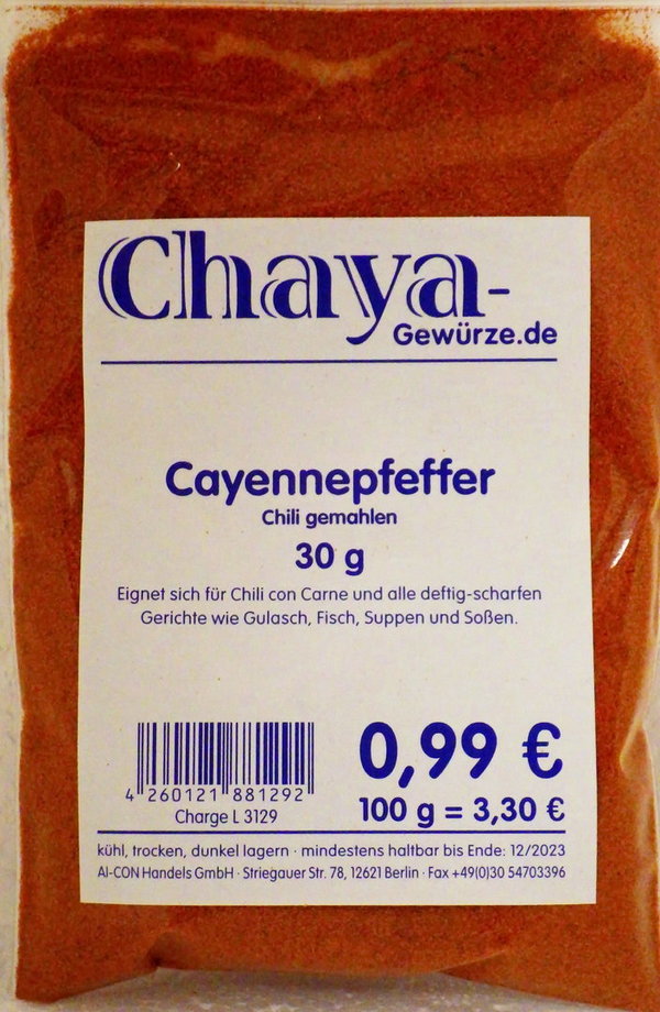 Chaya - Cayennepfeffer gemahlen im 30g Beutel