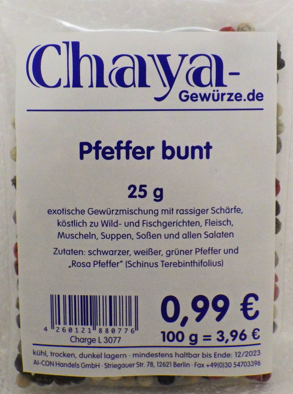 Chaya - Bunter Pfeffer im 25g Beutel MHD** 31.12.2023