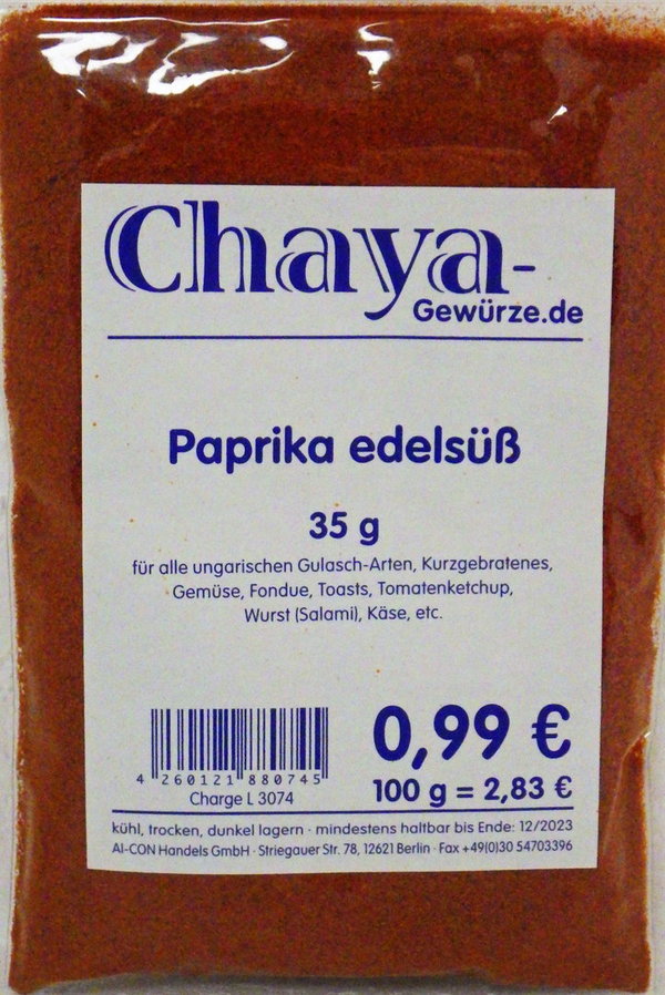 Chaya - Paprika edelsüß im 35g Beutel