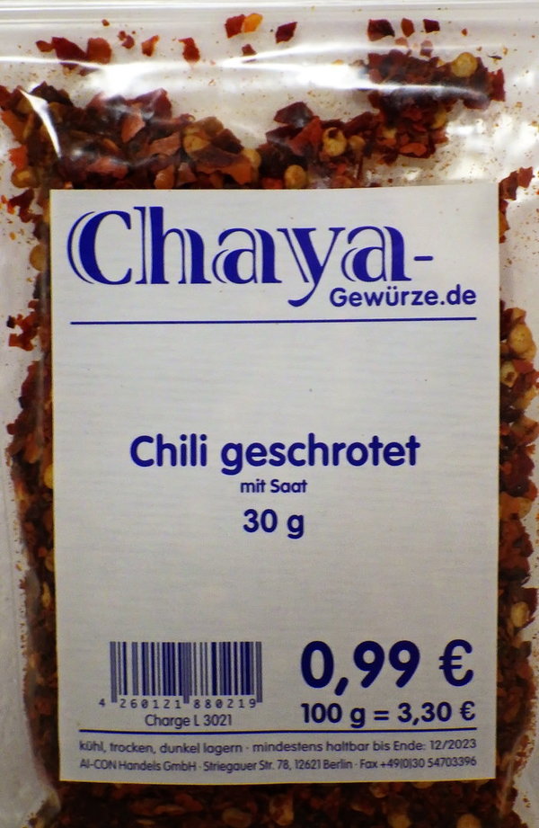 Chaya - Chilis geschrotet im 30g Beutel MHD** 31.12.2023